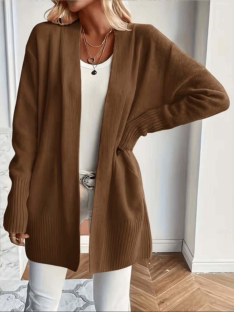 Relaxed Open-Front Cardigan in Soft Knit for Casual Wear - Satinnis