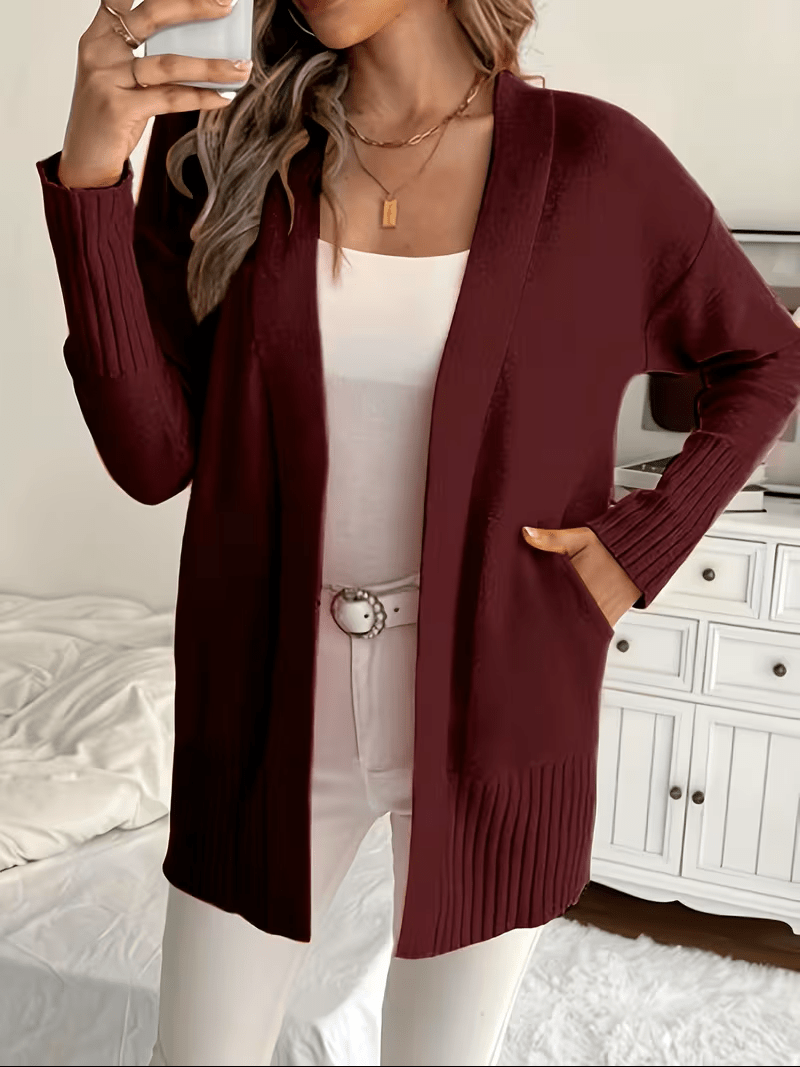 Relaxed Open-Front Cardigan in Soft Knit for Casual Wear - Satinnis