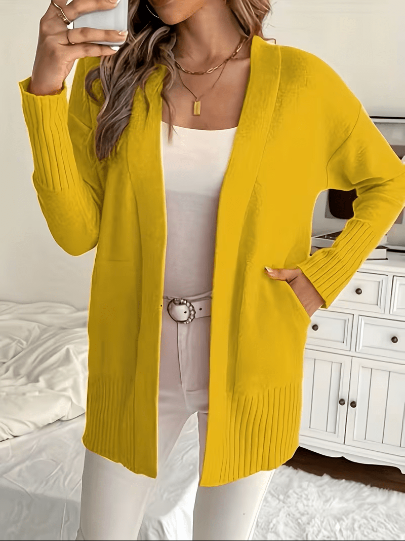 Relaxed Open-Front Cardigan in Soft Knit for Casual Wear - Satinnis