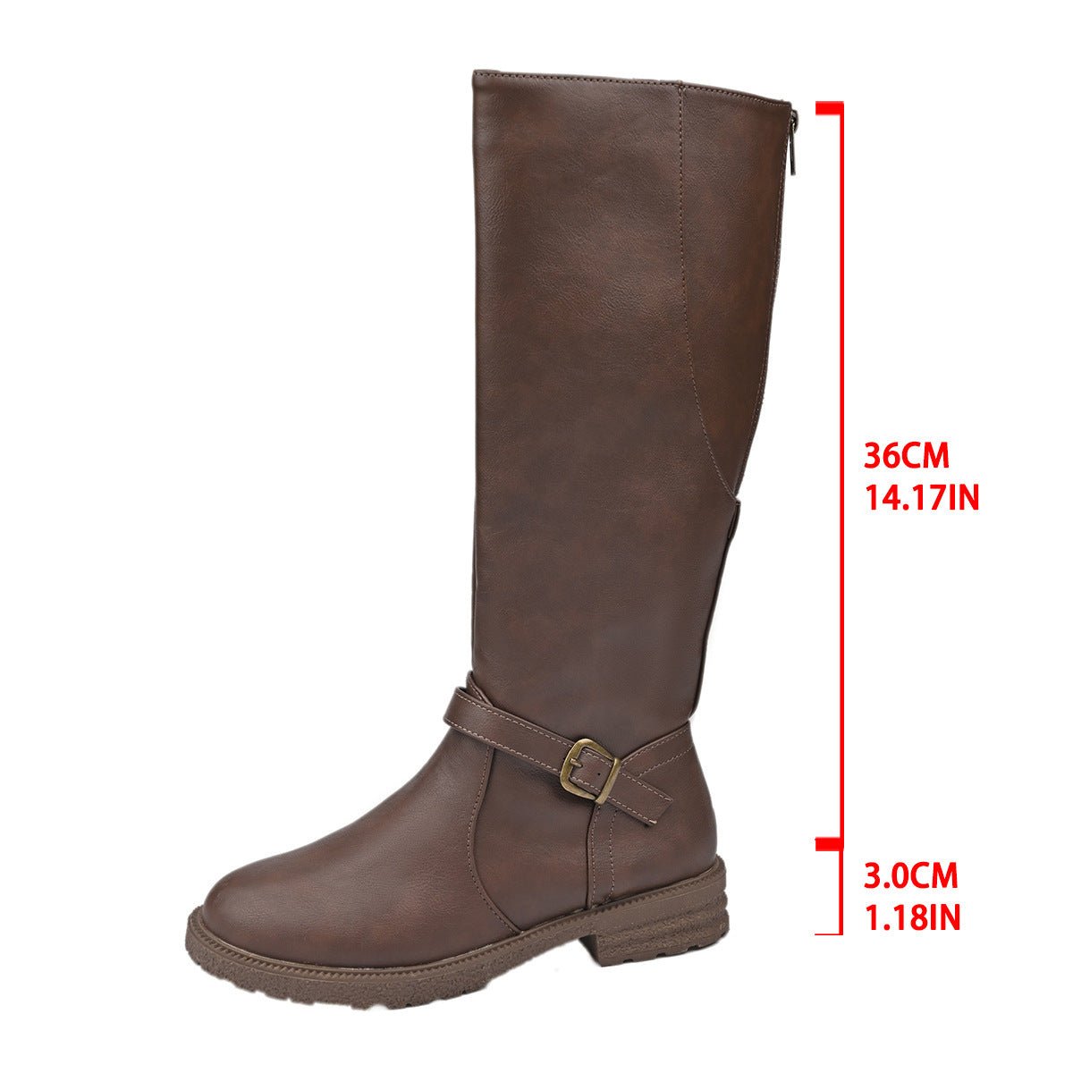 Retro High Knight Boots Large Size Side Zipper – Casual, Everyday Wear - Satinni
