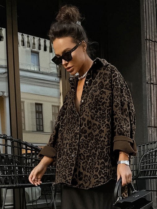 Retro Leopard Print Casual Jacket – Autumn Fashion, Everyday Wear - Satinni