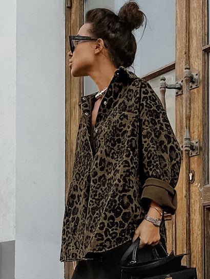 Retro Leopard Print Casual Jacket – Autumn Fashion, Everyday Wear - Satinni