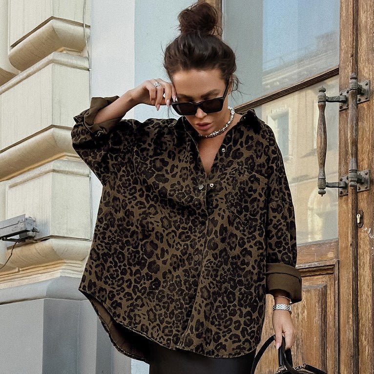 Retro Leopard Print Casual Jacket – Autumn Fashion, Everyday Wear - Satinni