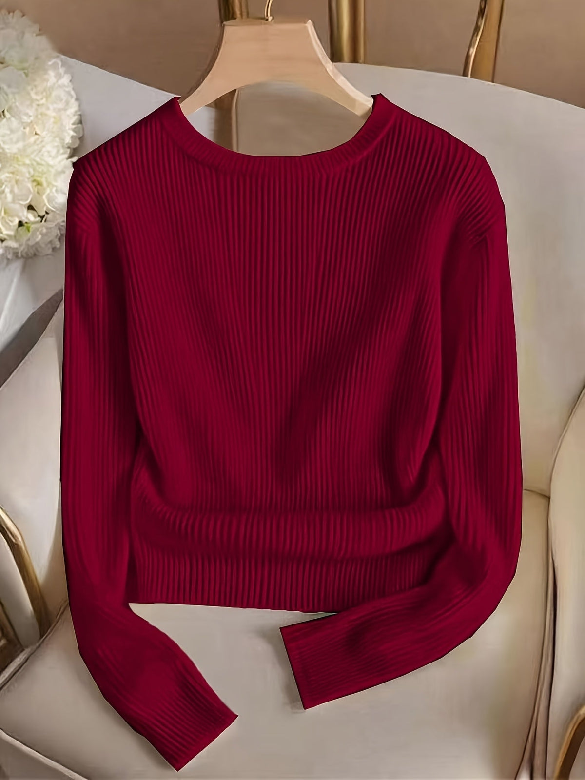 Ribbed Button-Cuff Sweater in Soft Knit for Casual Wear - Satinni