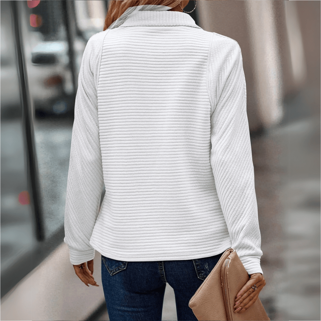 Ribbed Half-Zip Pullover for Women | Cozy Knit Sweater for Casual Wear - Satinni