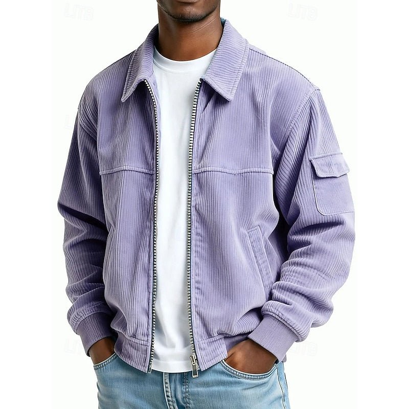 Ribbed Textured Jacket for Men | Casual Outerwear in Soft Fabric - Satinni