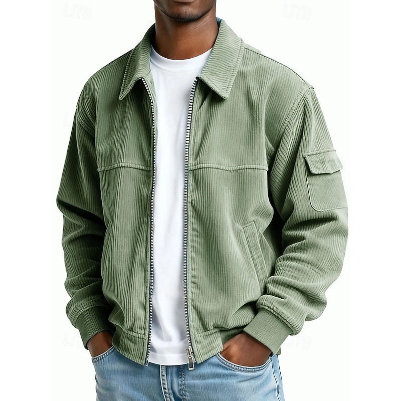 Ribbed Textured Jacket for Men | Casual Outerwear in Soft Fabric - Satinni