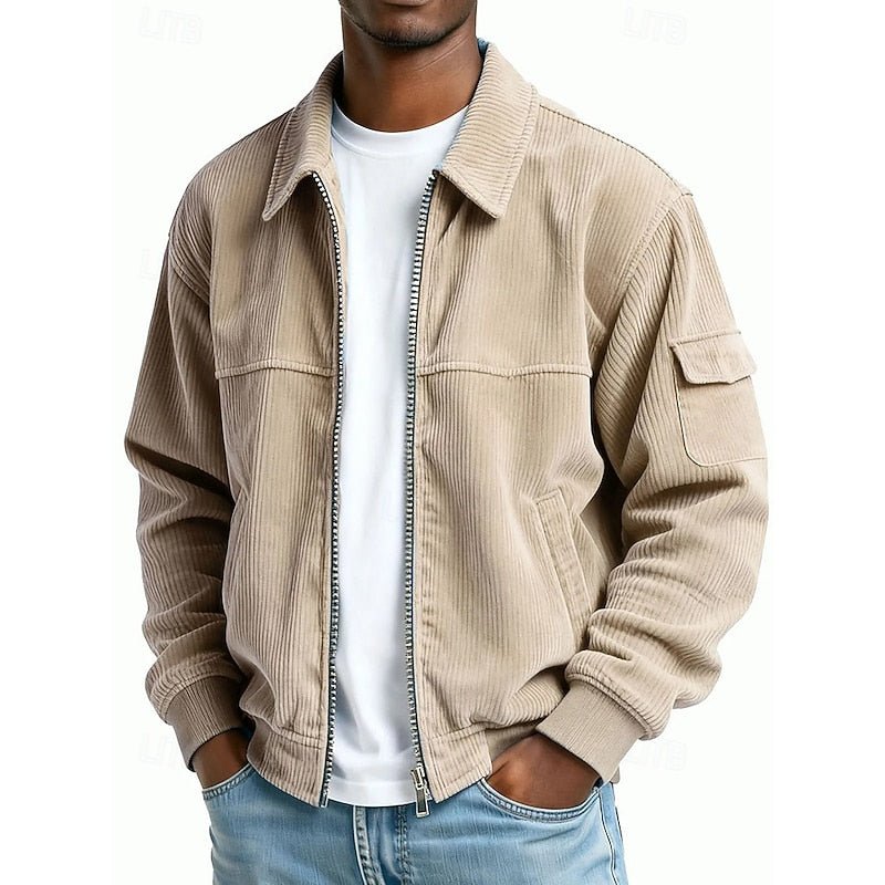 Ribbed Textured Jacket for Men | Casual Outerwear in Soft Fabric - Satinni