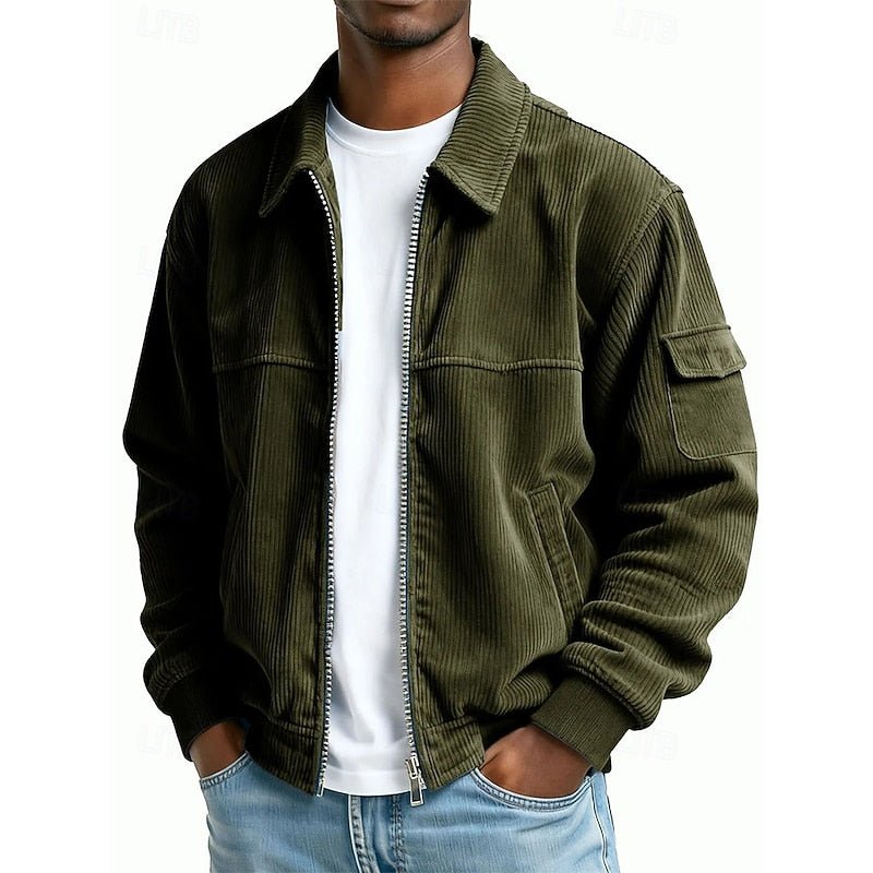 Ribbed Textured Jacket for Men | Casual Outerwear in Soft Fabric - Satinni