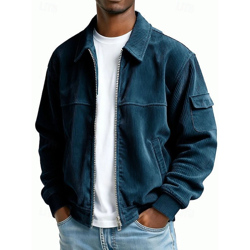 Ribbed Textured Jacket for Men | Casual Outerwear in Soft Fabric - Satinni