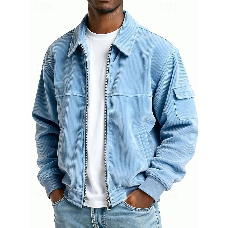 Ribbed Textured Jacket for Men | Casual Outerwear in Soft Fabric - Satinni
