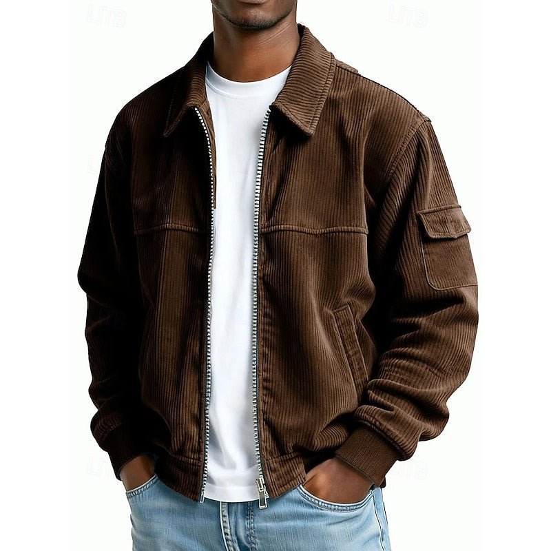 Ribbed Textured Jacket for Men | Casual Outerwear in Soft Fabric - Satinni