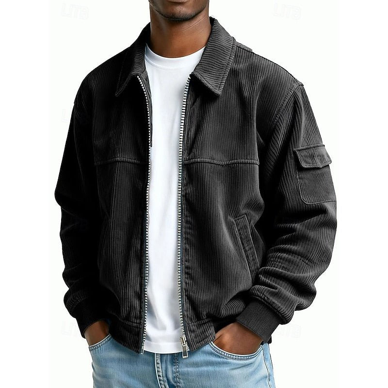 Ribbed Textured Jacket for Men | Casual Outerwear in Soft Fabric - Satinni