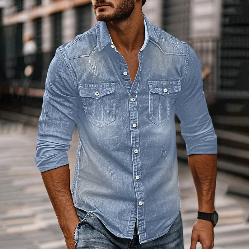 Rugged Button-Up Shirt for Outdoor Adventures - Durable Cotton Blend Fabric - Satinni