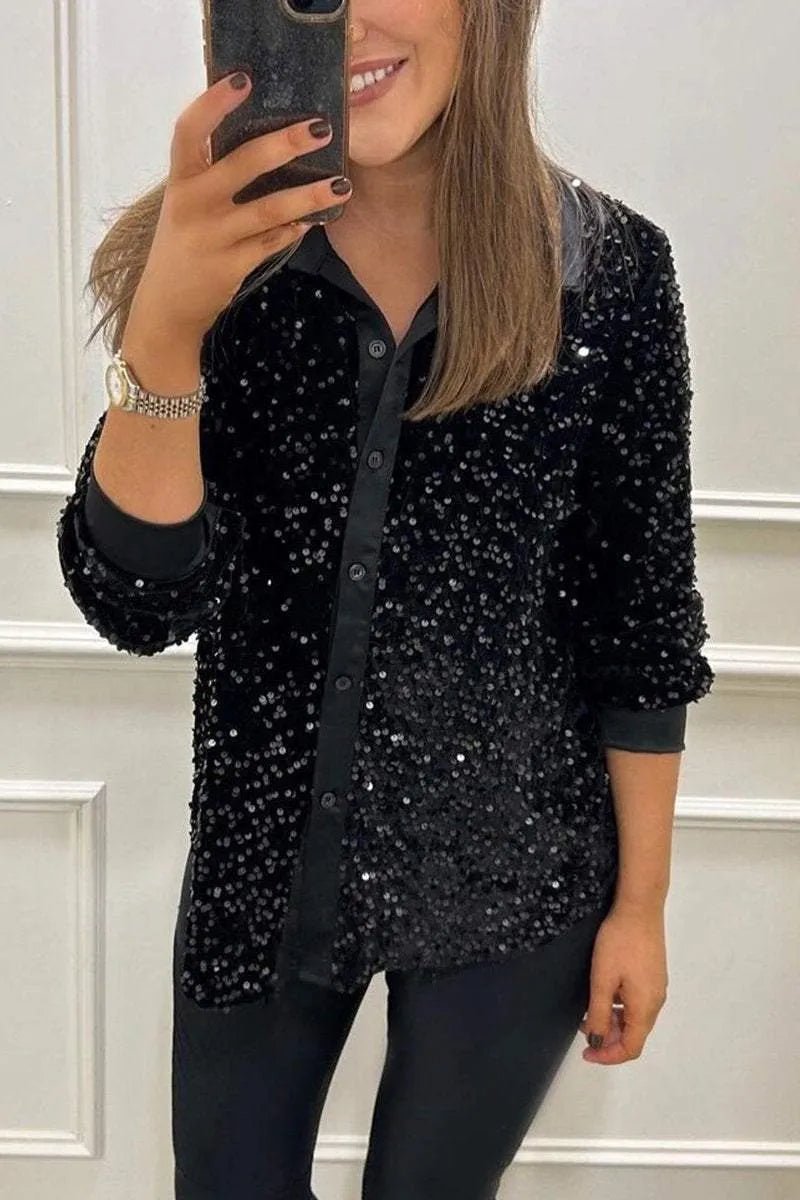 Shimmer Collared Shirt | Elegant Design | Women's Fashion Top - Satinnis