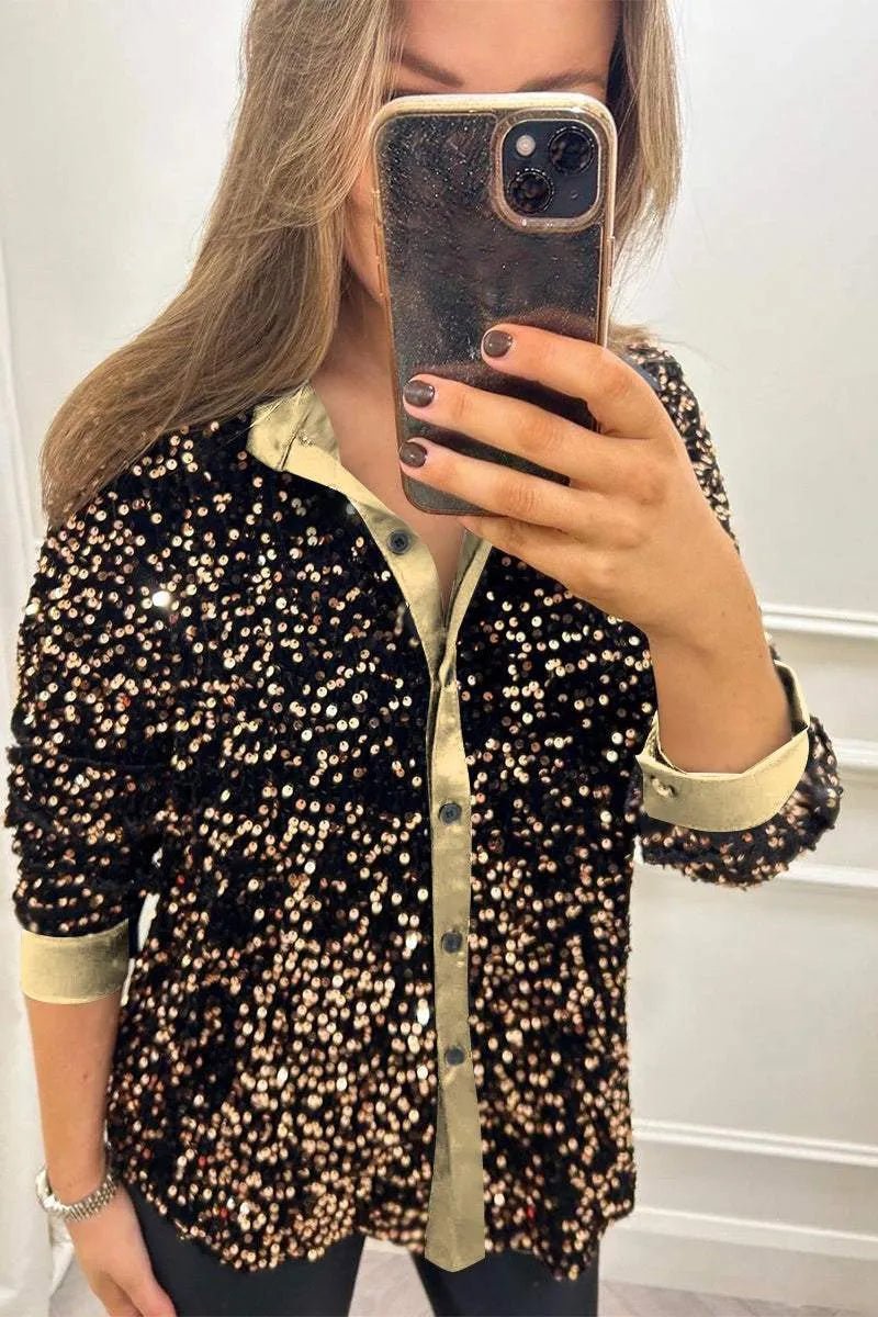 Shimmer Collared Shirt | Elegant Design | Women's Fashion Top - Satinnis
