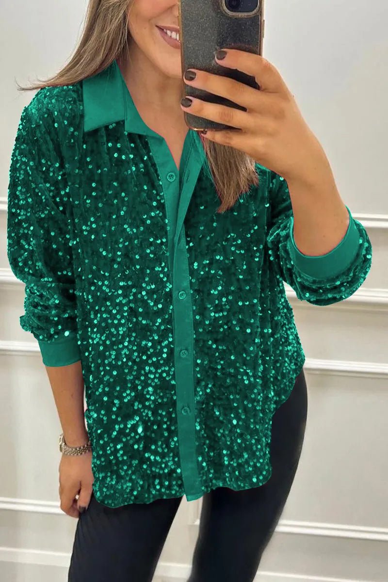 Shimmer Collared Shirt | Elegant Design | Women's Fashion Top - Satinnis