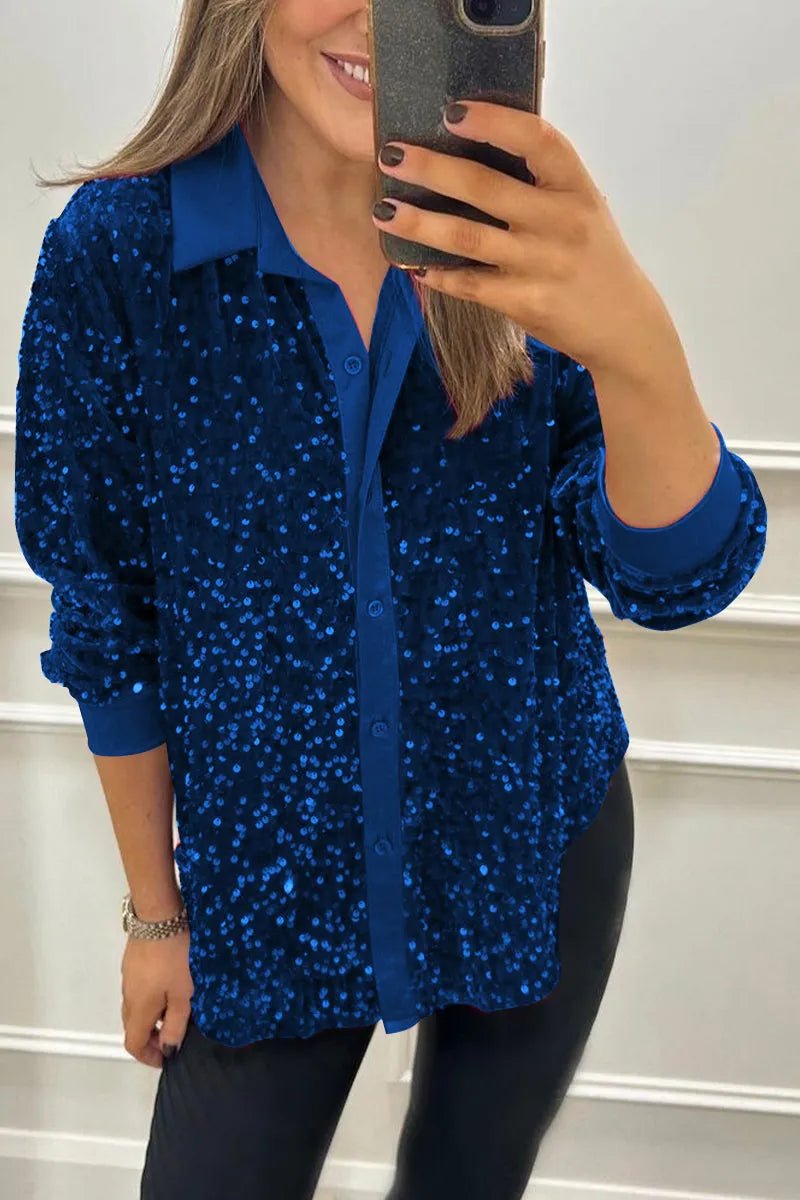 Shimmer Collared Shirt | Elegant Design | Women's Fashion Top - Satinnis