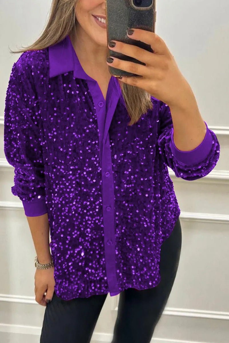 Shimmer Collared Shirt | Elegant Design | Women's Fashion Top - Satinnis