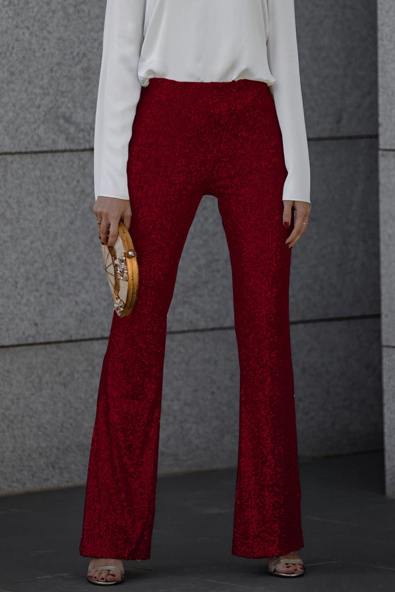 Shimmering Flared Pants in Soft Fabric for Casual or Evening Wear - Satinnis
