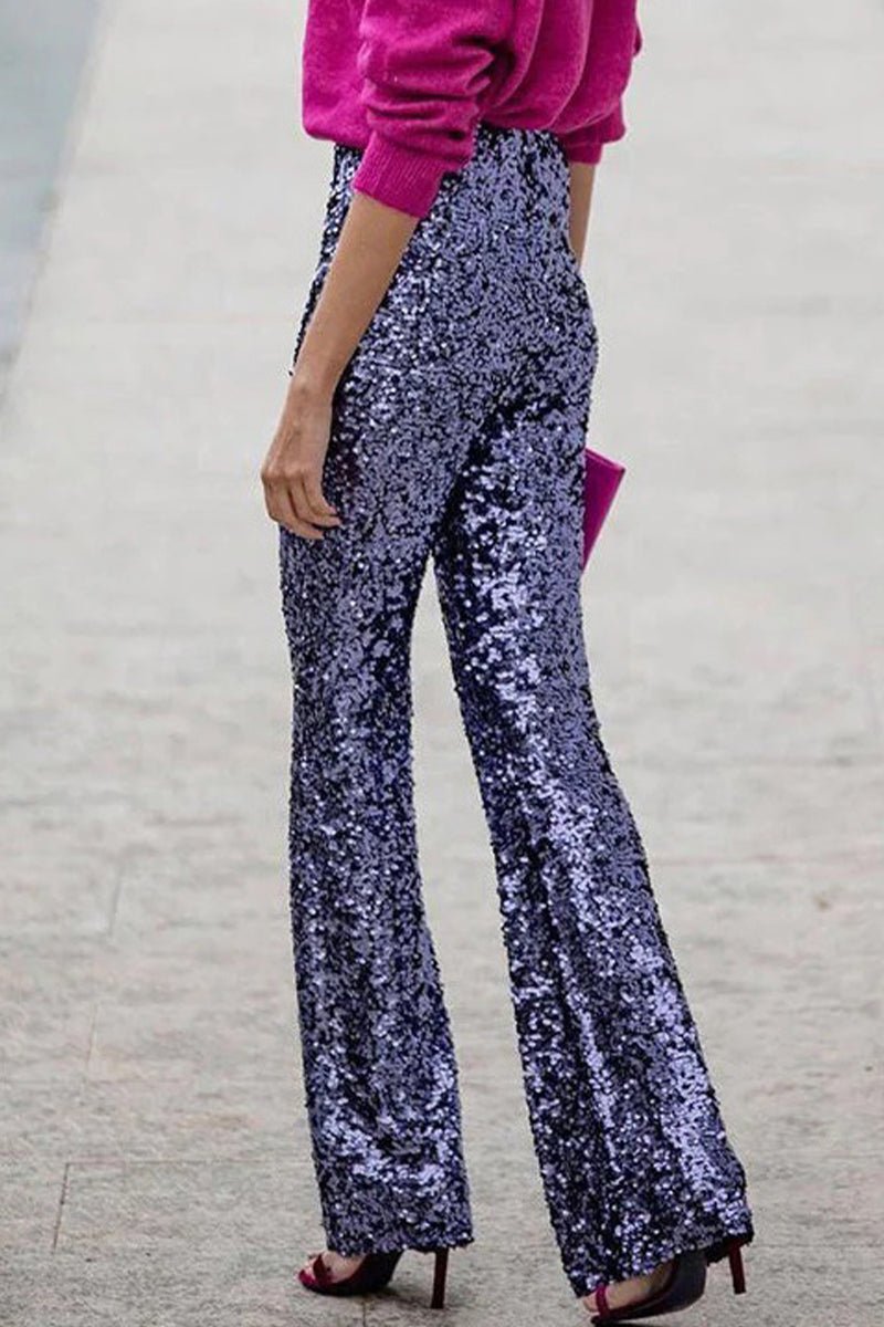Shimmering Flared Pants in Soft Fabric for Casual or Evening Wear - Satinnis