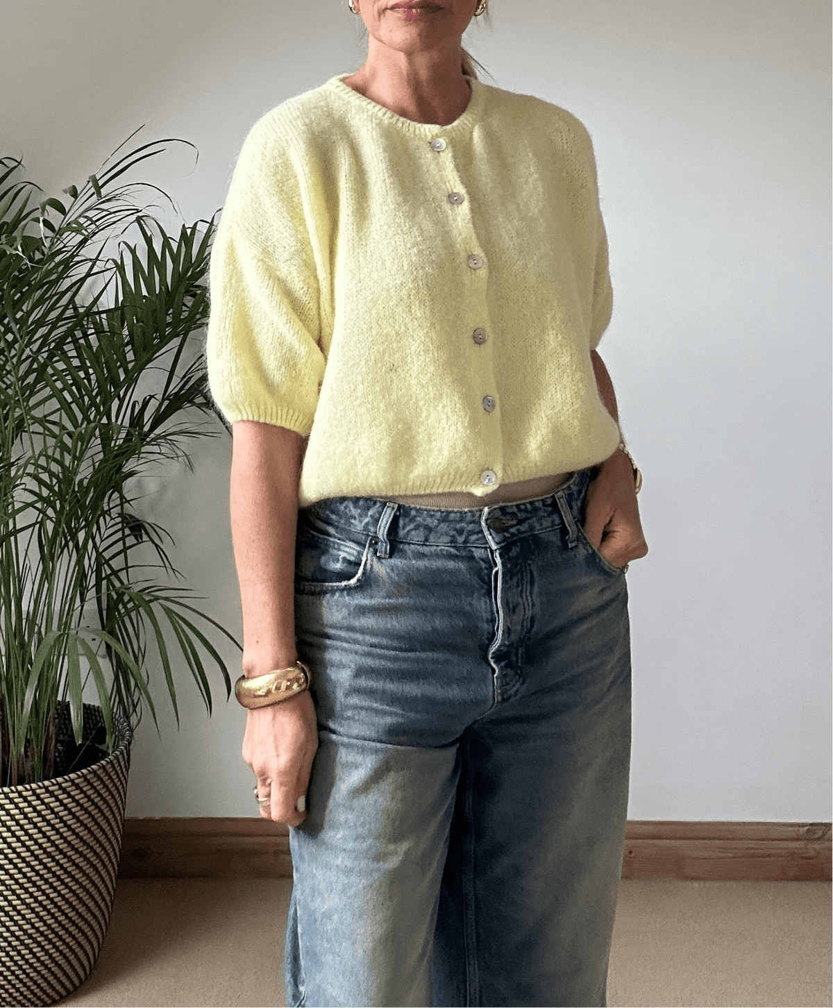 Short Sleeve Mohair Cardigan – Casual Wear, Layering