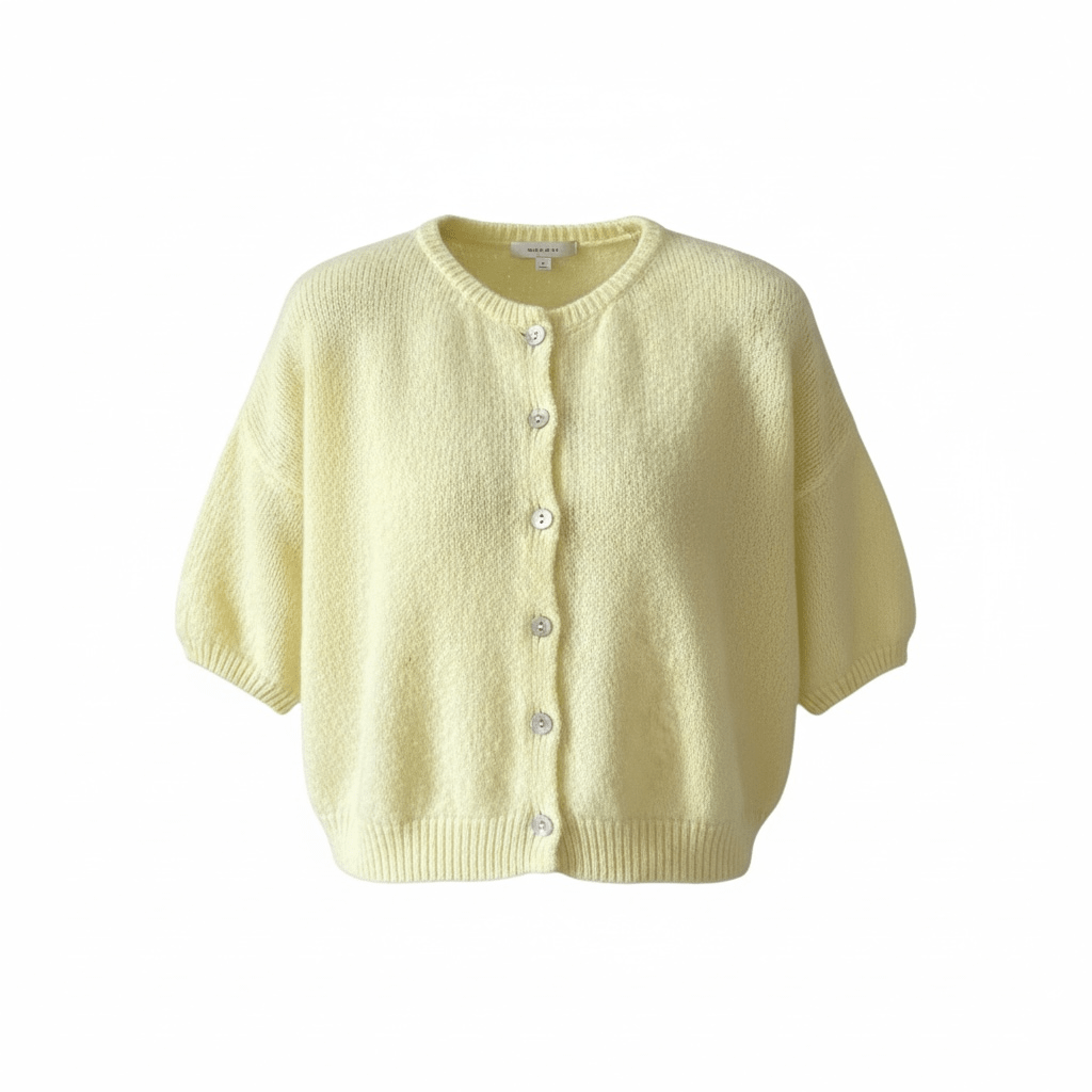 Short Sleeve Mohair Cardigan – Casual Wear, Layering