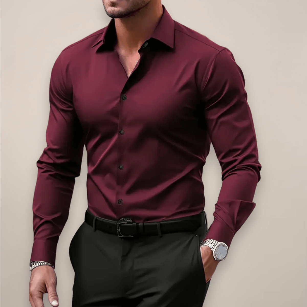 Slim Fit Dress Shirt | Cotton Blend | Refined Style | Office & Casual Wear - Satinni