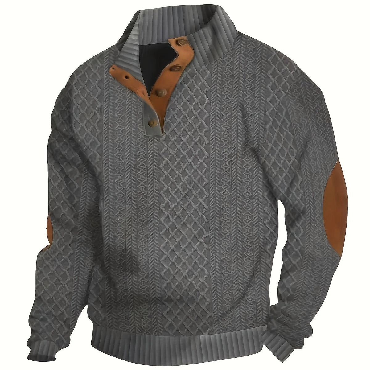 Stand Collar Button Henley Sweater for Men | Comfortable Knit Casual Wear - Satinni
