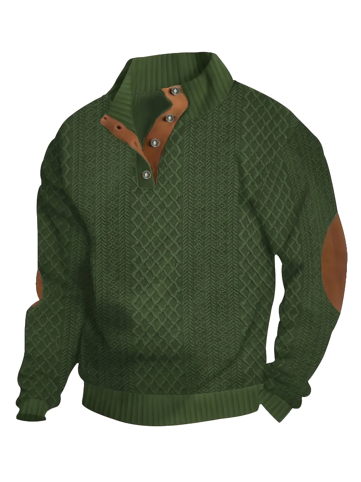 Stand Collar Button Henley Sweater for Men | Comfortable Knit Casual Wear - Satinni