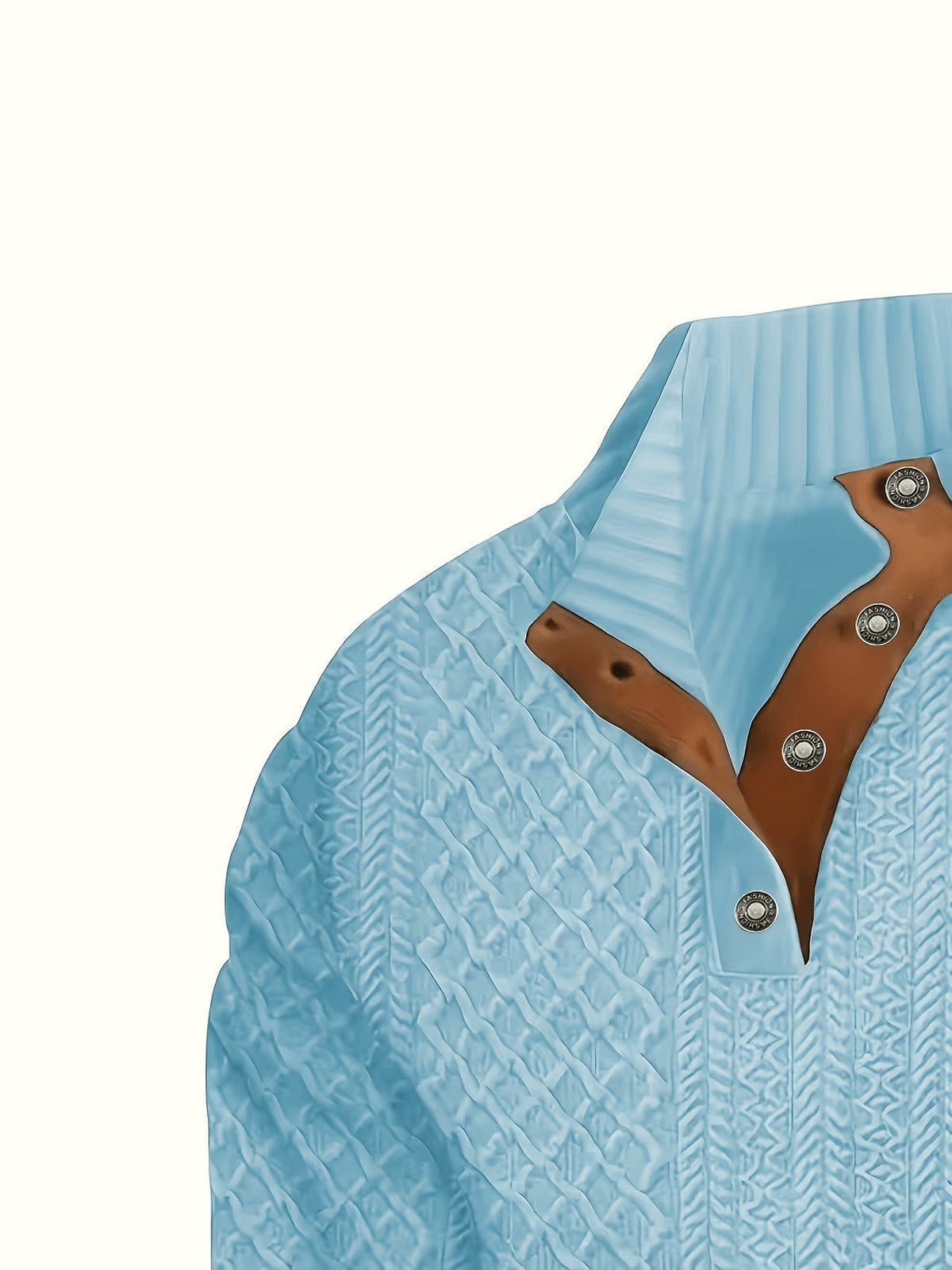 Stand Collar Button Henley Sweater for Men | Comfortable Knit Casual Wear - Satinni