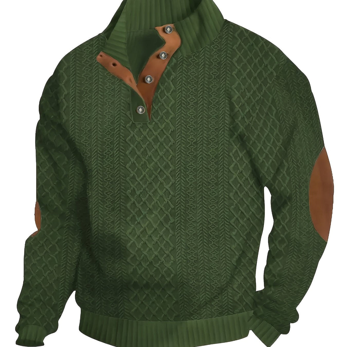 Stand Collar Button Henley Sweater for Men | Comfortable Knit Casual Wear - Satinni
