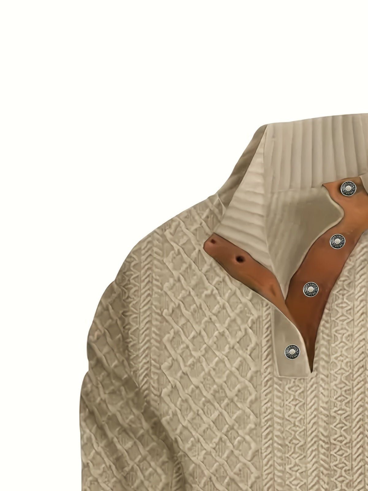 Stand Collar Button Henley Sweater for Men | Comfortable Knit Casual Wear - Satinni