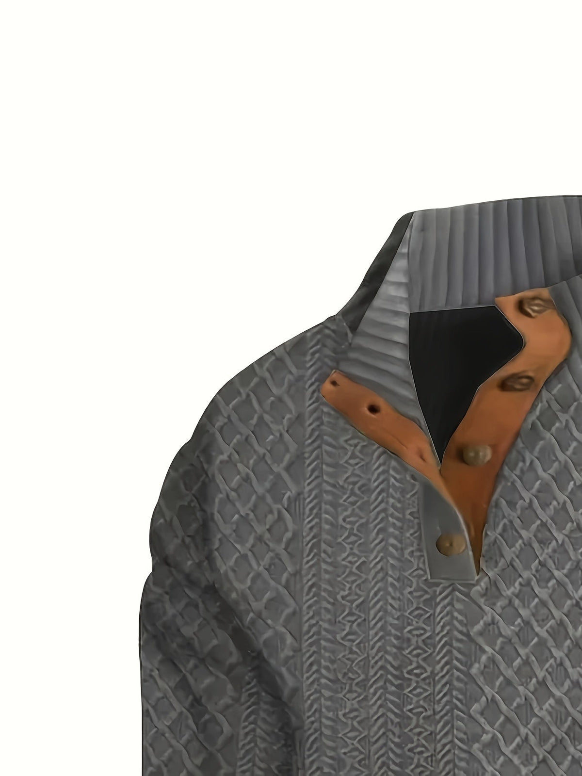 Stand Collar Button Henley Sweater for Men | Comfortable Knit Casual Wear - Satinni