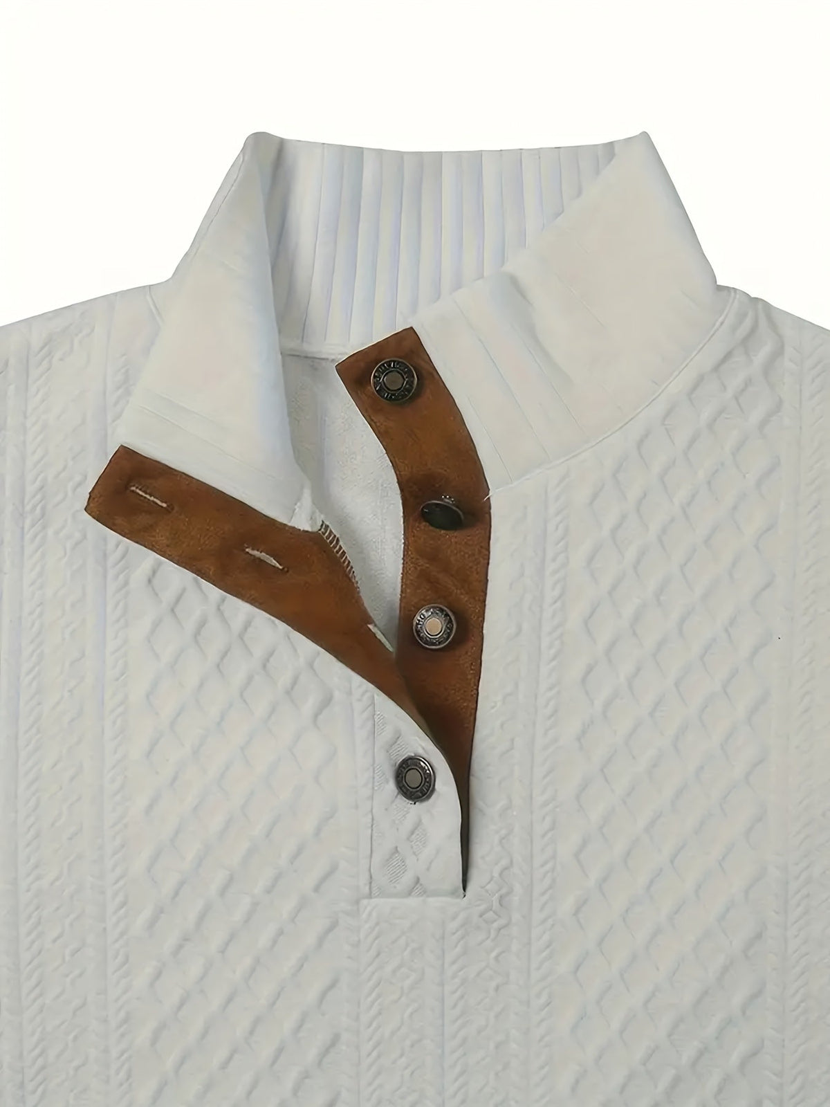 Stand Collar Button Henley Sweater for Men | Comfortable Knit Casual Wear - Satinni