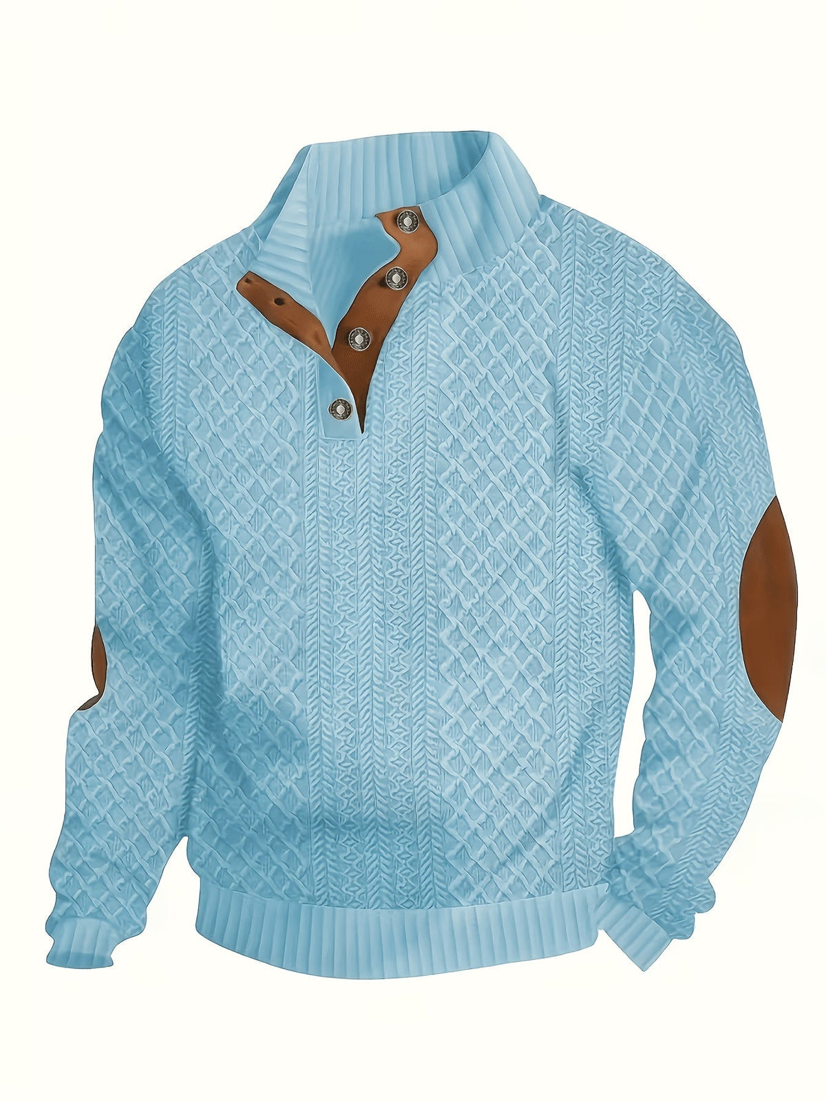 Stand Collar Button Henley Sweater for Men | Comfortable Knit Casual Wear - Satinni