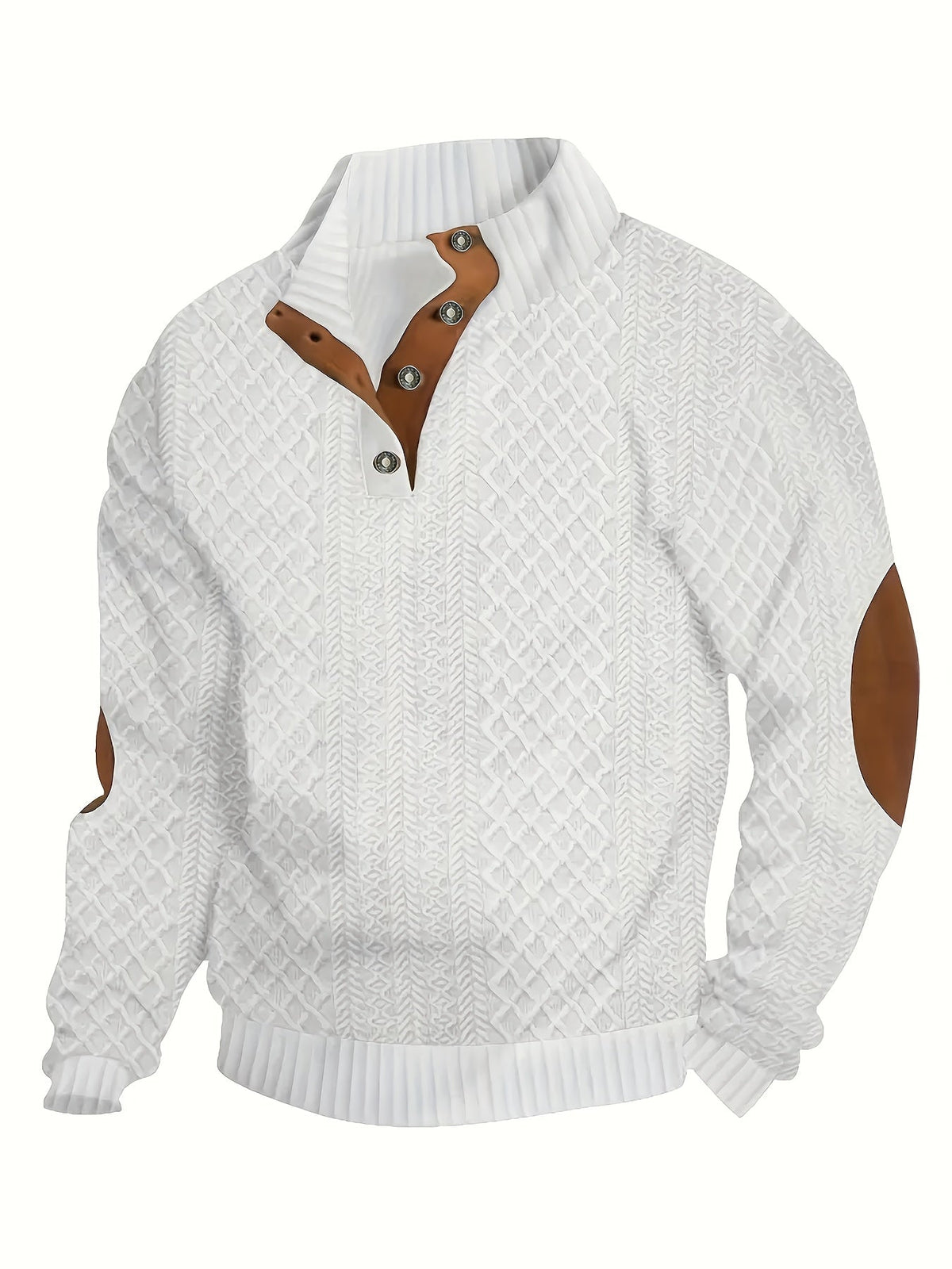 Stand Collar Button Henley Sweater for Men | Comfortable Knit Casual Wear - Satinni