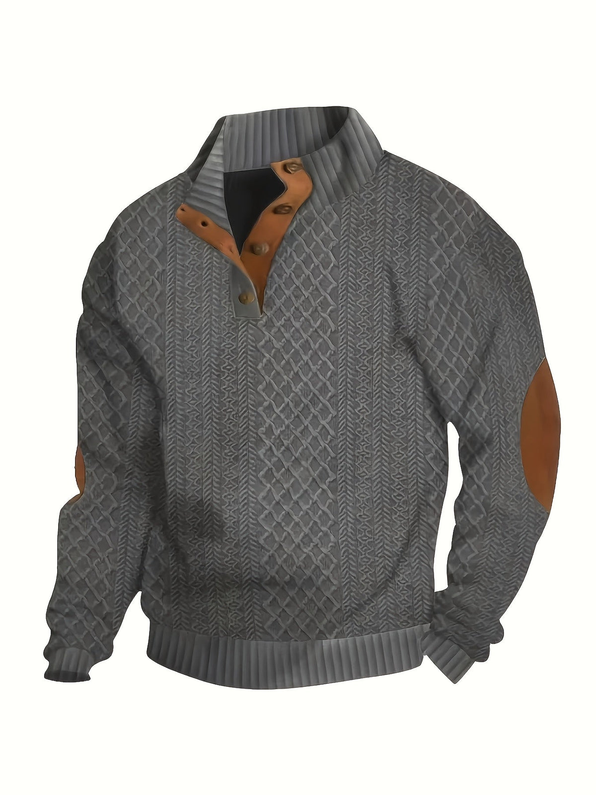 Stand Collar Button Henley Sweater for Men | Comfortable Knit Casual Wear - Satinni