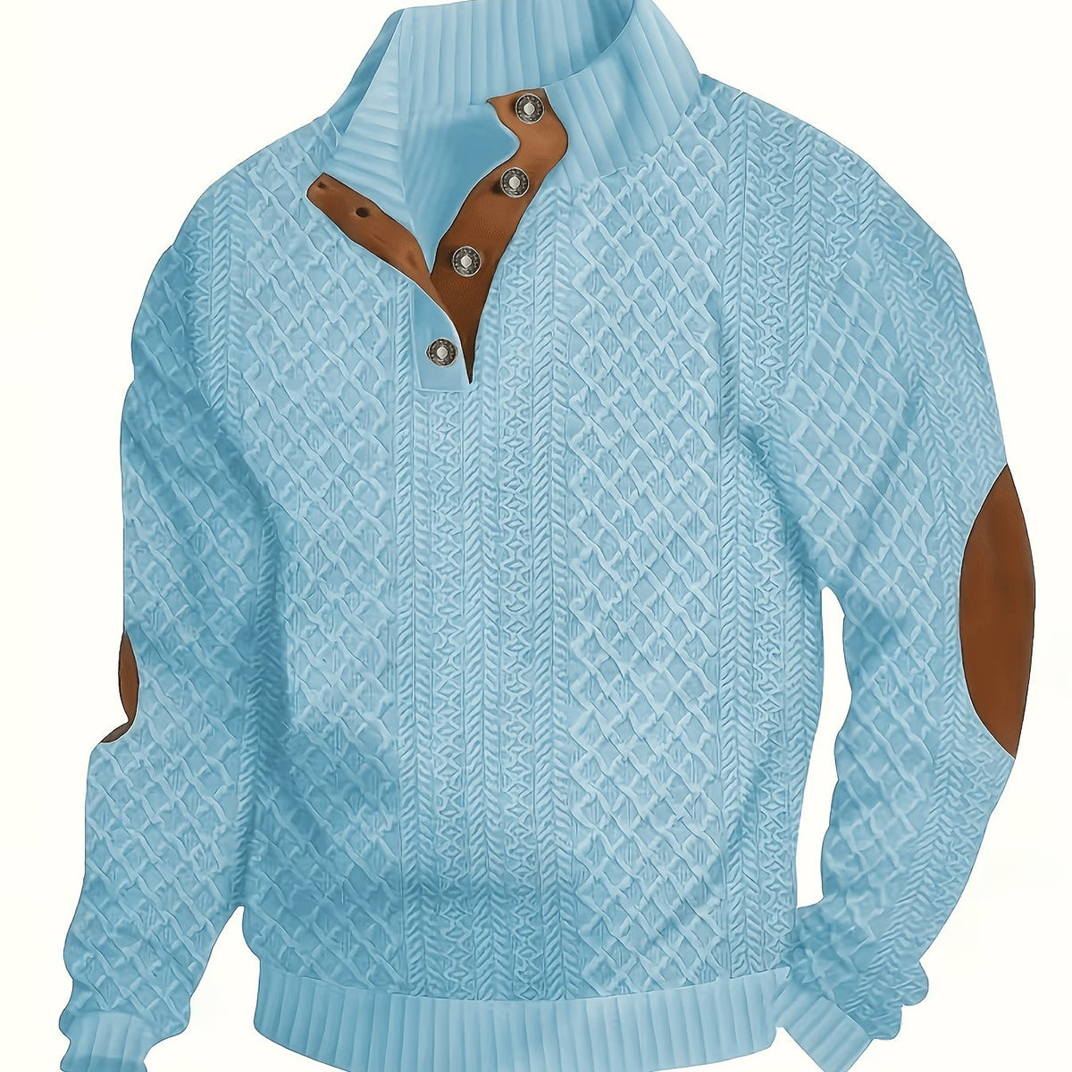 Stand Collar Button Henley Sweater for Men | Comfortable Knit Casual Wear - Satinni