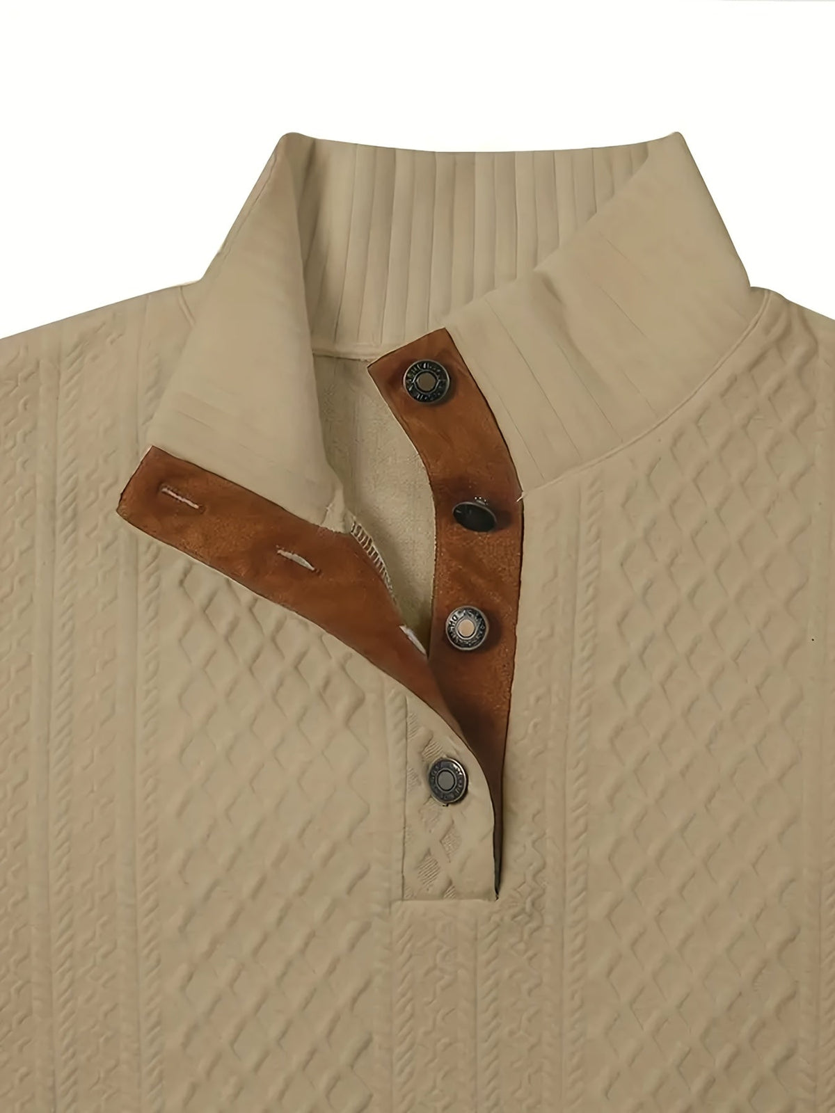 Stand Collar Button Henley Sweater for Men | Comfortable Knit Casual Wear - Satinni