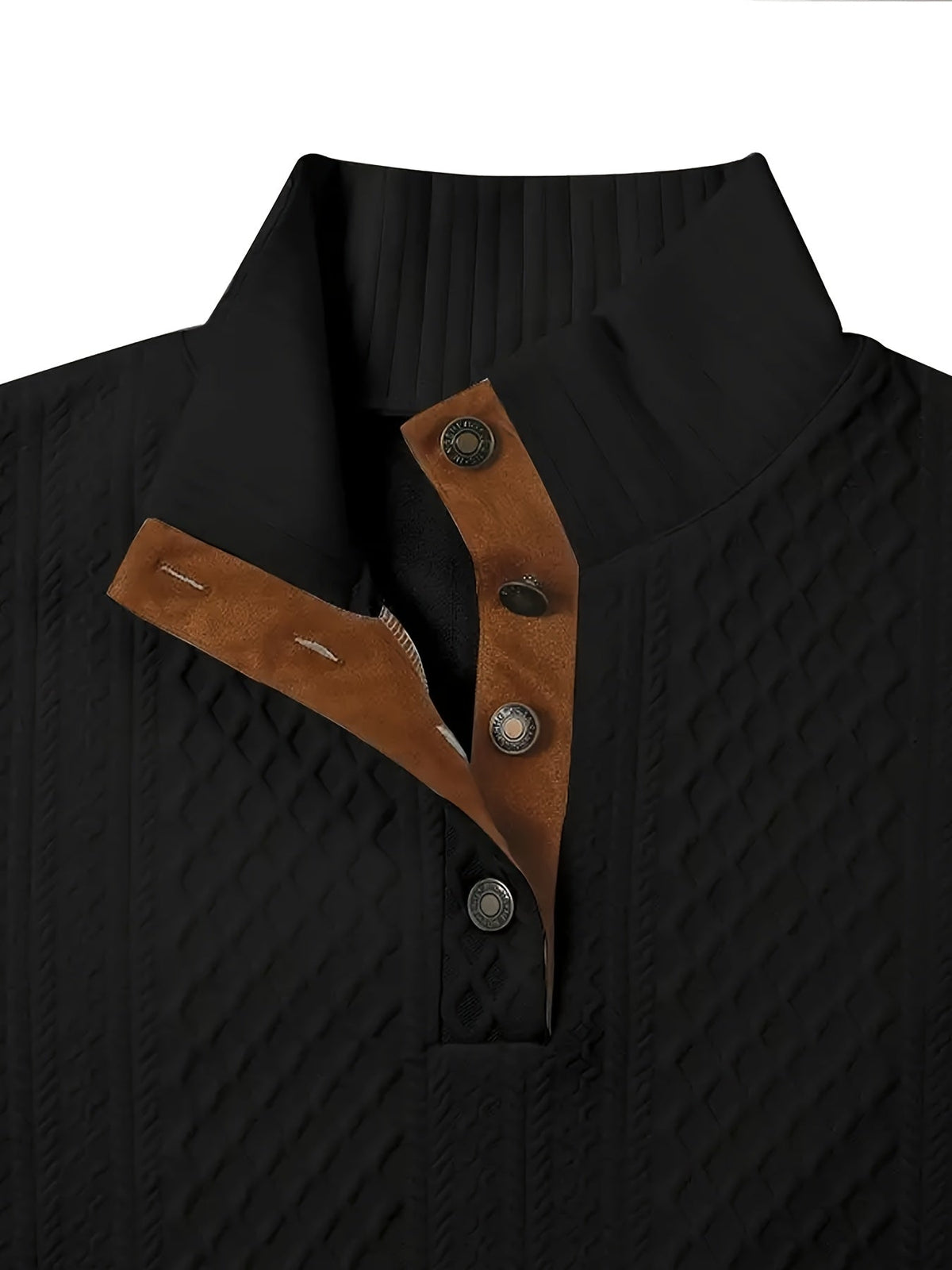 Stand Collar Button Henley Sweater for Men | Comfortable Knit Casual Wear - Satinni