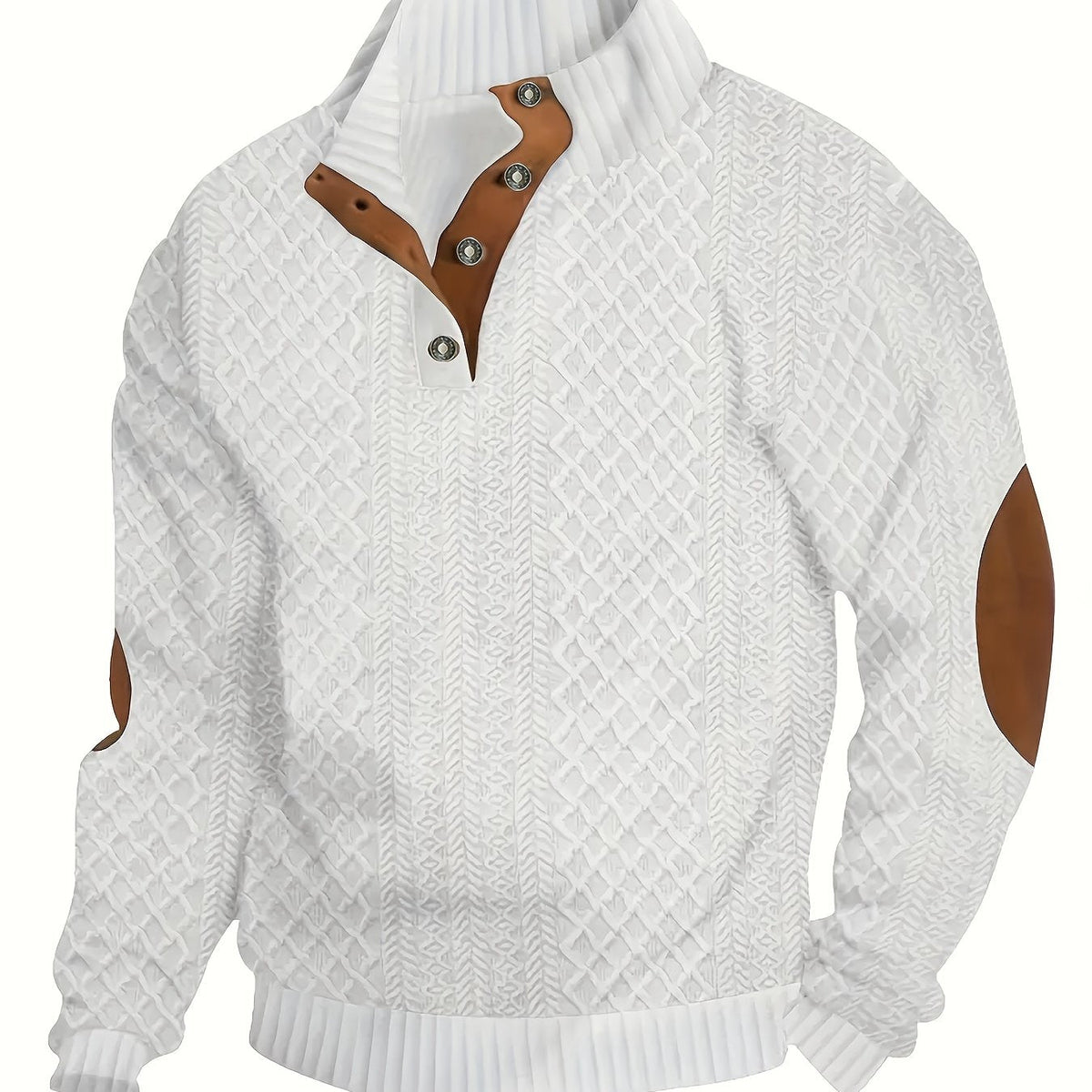Stand Collar Button Henley Sweater for Men | Comfortable Knit Casual Wear - Satinni