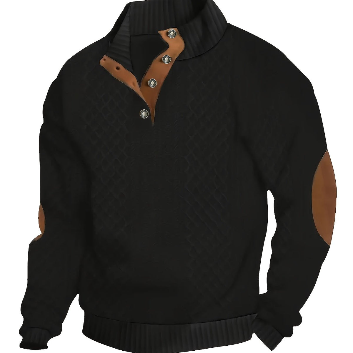 Stand Collar Button Henley Sweater for Men | Comfortable Knit Casual Wear - Satinni