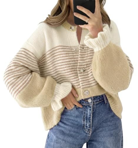 Striped Color-Blocked Knit Cardigan Sweater Jacket for Casual Wear - Satinni