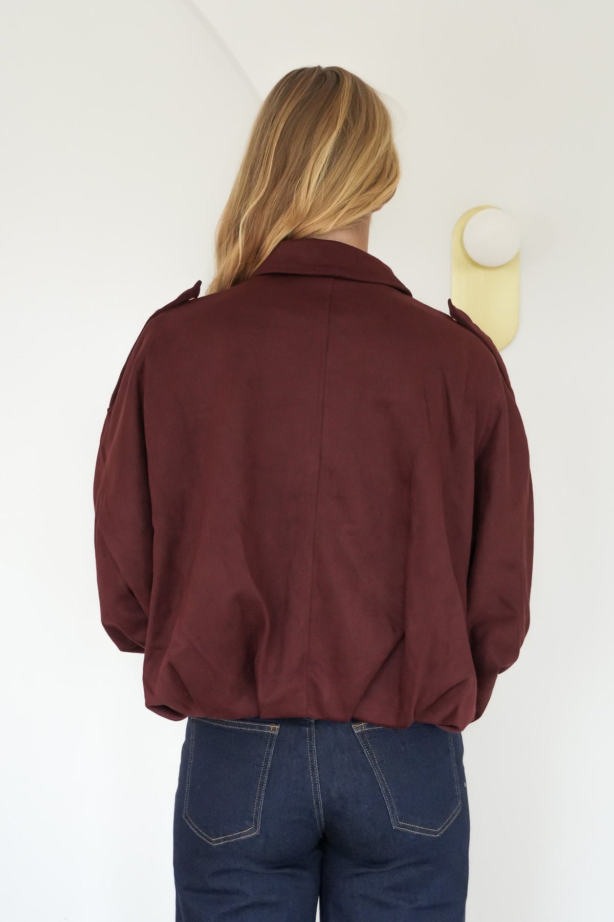 Suede Bomber Jacket Wine – Casual Wear, Stylish Layering - Satinni