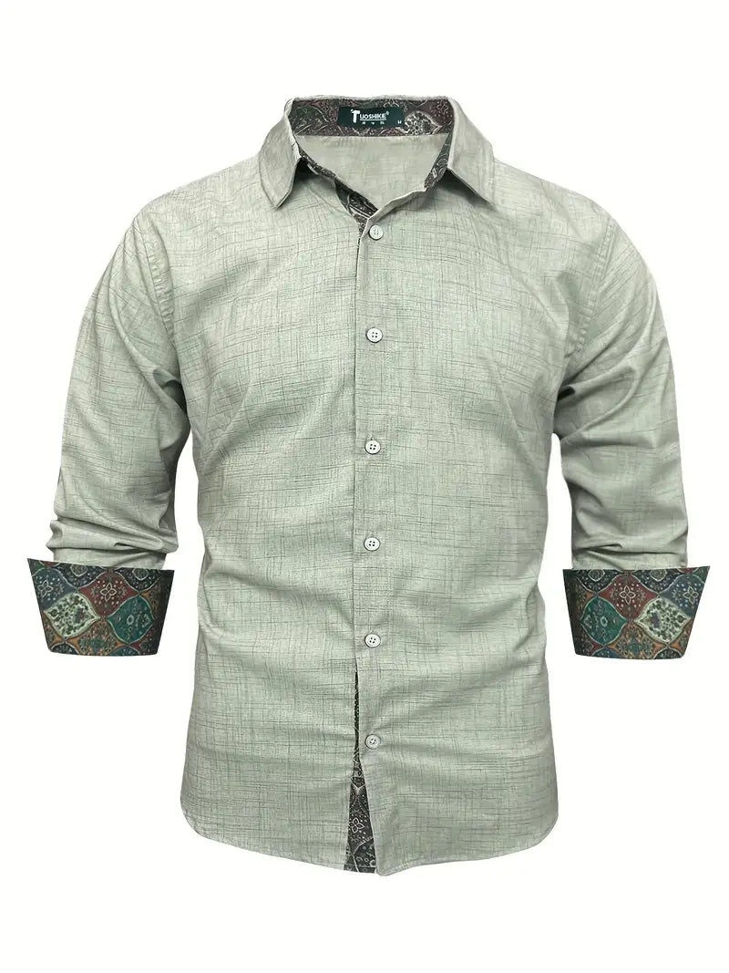 Tailored Button-Up Shirt | Cotton Blend | Classic Fit | Men's Dress Shirt - Satinni