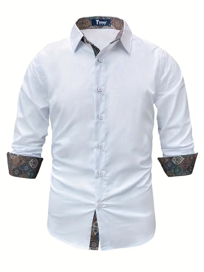 Tailored Button-Up Shirt | Cotton Blend | Classic Fit | Men's Dress Shirt - Satinni