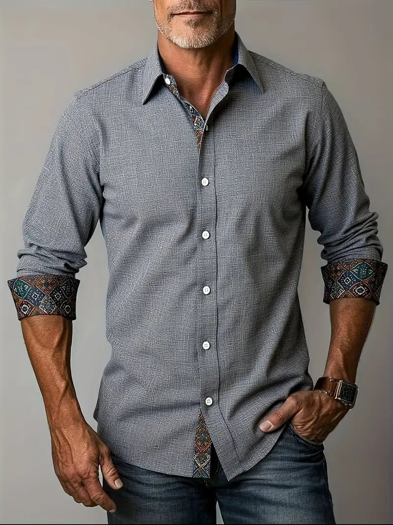 Tailored Button-Up Shirt | Cotton Blend | Classic Fit | Men's Dress Shirt - Satinni