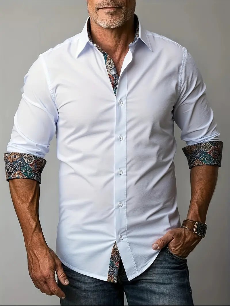 Tailored Button-Up Shirt | Cotton Blend | Classic Fit | Men's Dress Shirt - Satinni
