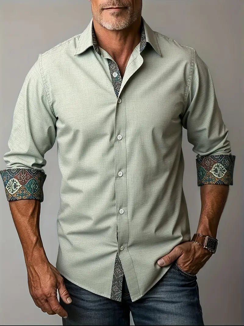 Tailored Button-Up Shirt | Cotton Blend | Classic Fit | Men's Dress Shirt - Satinni